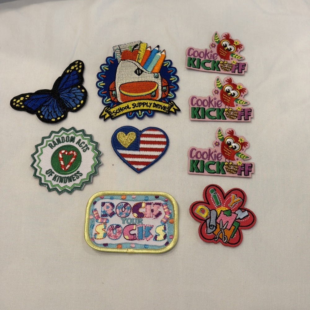 Lot of 9 Embroidered Patches Girl Scouts Cookie Kickoff DIY Kindness‎ Craft